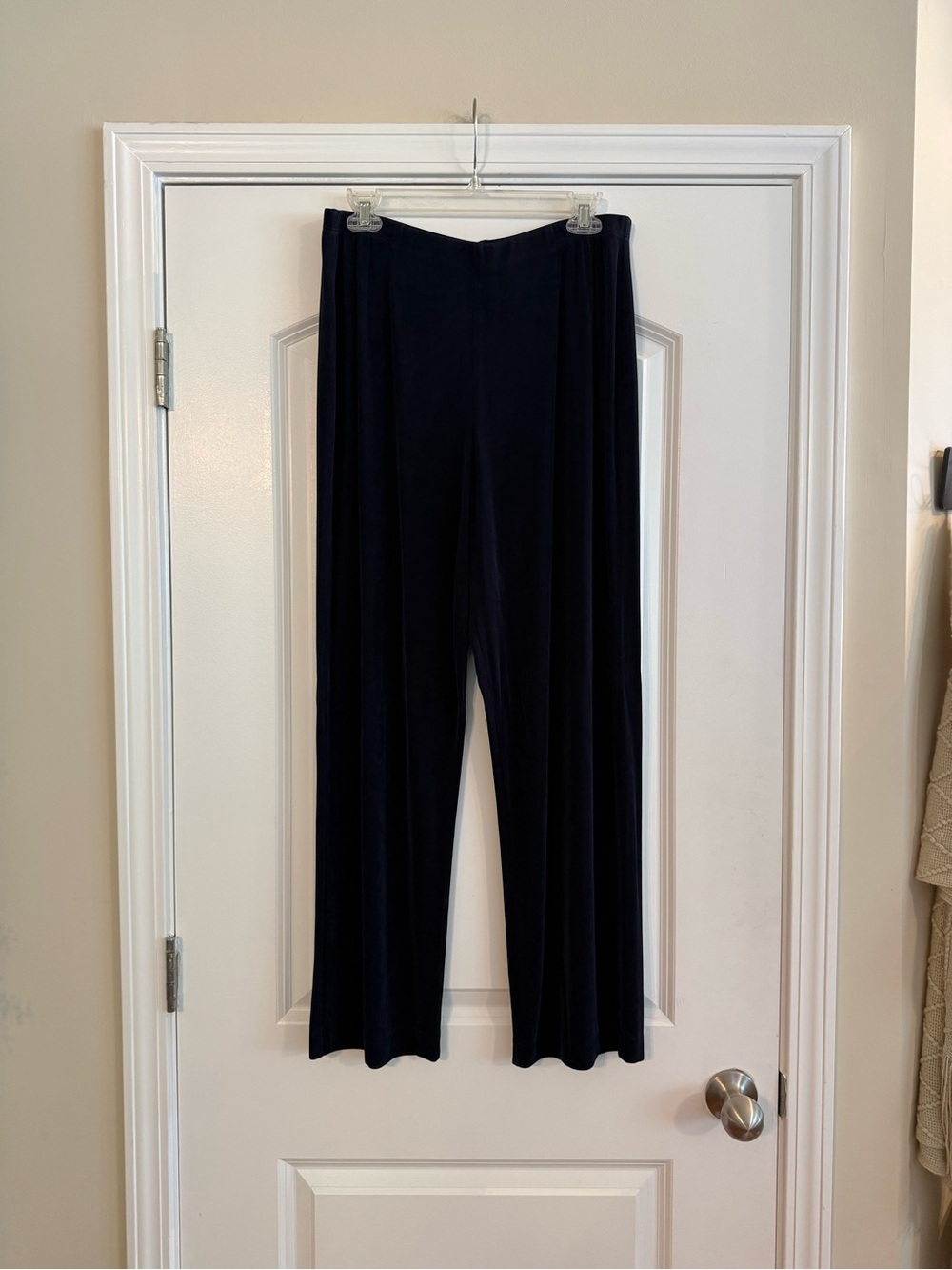 Chico's Travelers Navy Blue Slinky Knit Wide Leg Pants Size 3 XL (16)